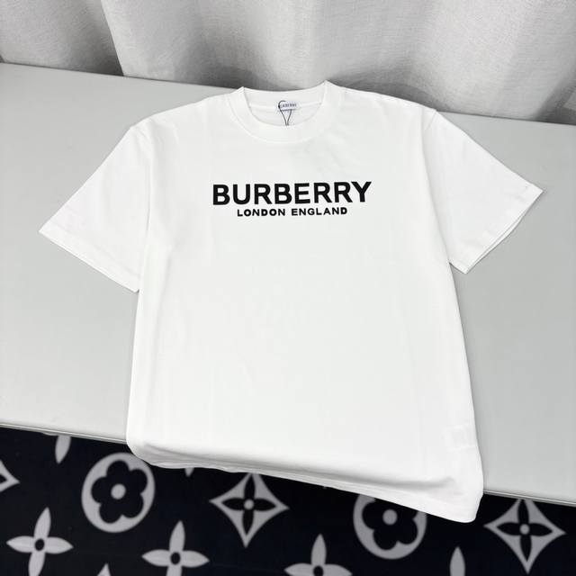 巴宝莉 Burberry 字母压胶重工艺圆领套头短袖 双纱纯棉300克 尺寸 Xs-L
