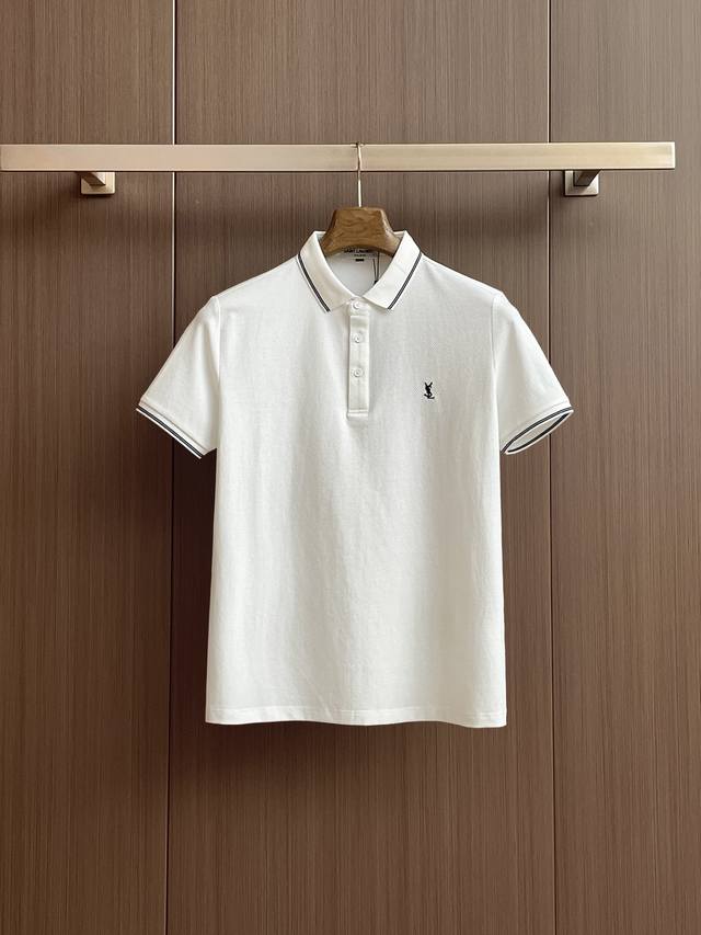 新品上市 圣罗兰 2025Ss夏季新款字母Logo男士翻领Polo衫！经典商务男款，高端男装的天花板级别的商务男款！简约时尚大气不失优雅，单穿内搭体面过人，品质