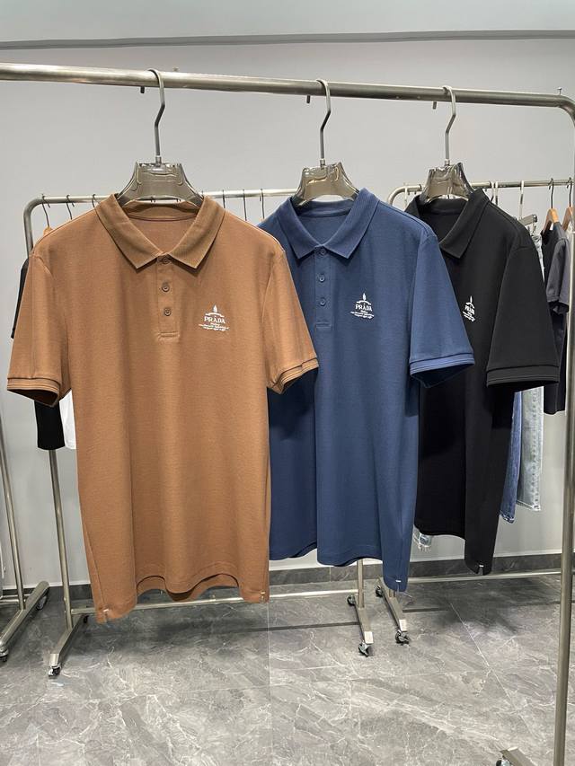 Kailai A26-Pra25Ss春夏新款网眼珠地棉布基础翻领短Tee，男士净色字母Logo刺绣短袖Polo衫！贸易公司渠道稀出，领先官网发售！P家全新Pol