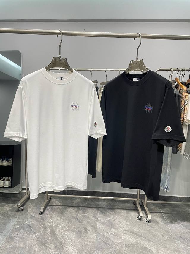 Kailai B23-Mon25Ss春夏新款进口双纱棉布基础圆领短Tee，男女同款后背Logo徽标发泡印花装饰休闲短袖T恤衫！贸易公司渠道稀出，领先官网发售！2