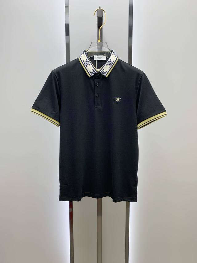 赛林25Ss新款春夏短袖翻领T恤Polo，最高版本客供定制高端朱地面料简单时尚款，螺纹拼色螺纹配色超级好看！胸前赛琳标识刺绣经典Logo简单大方的款式！满满的高