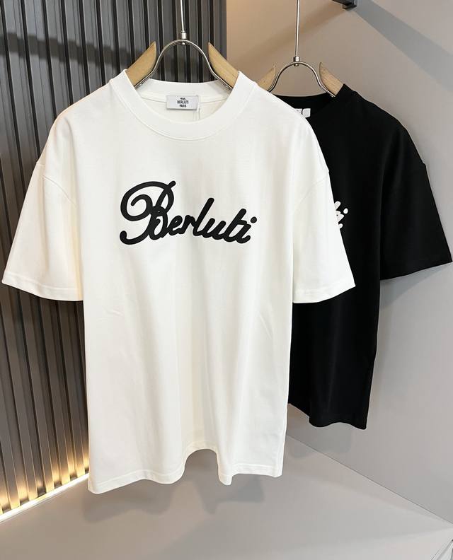 Berlut**布鲁* 2025春夏新款男女同款短袖T恤，意大利原厂订单渠道，极具个性高级风，标志Logo图案压胶工艺设计！情侣款纯棉短袖T恤！！最新时尚潮流人