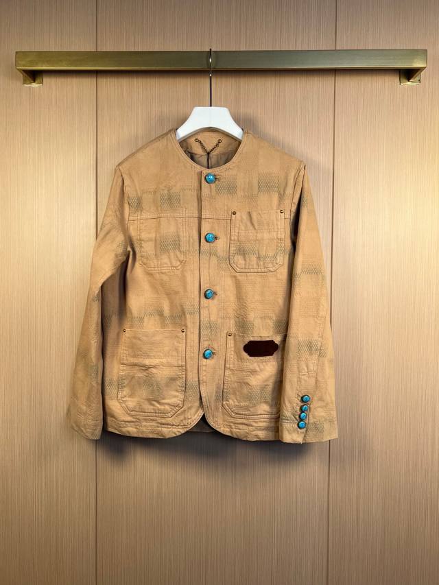 Lv 马鞍棋盘牛仔套装 外套 尺寸：46-48-50-52