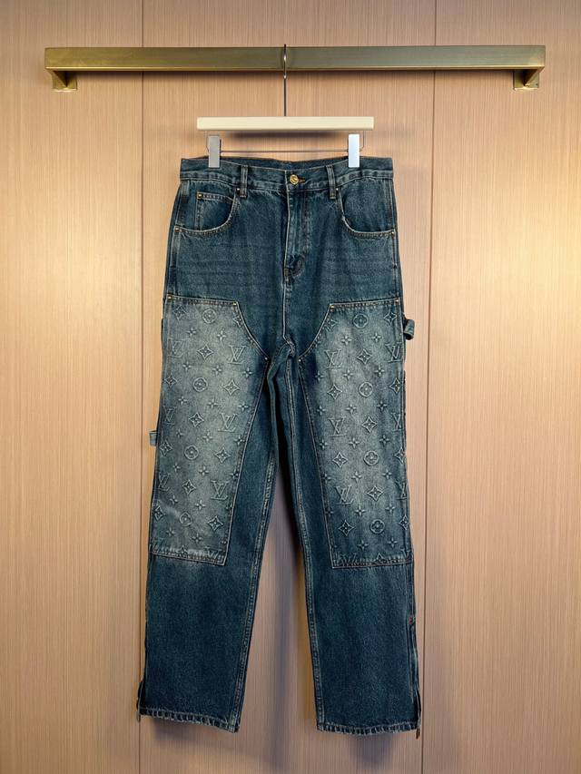 Lv 25Ss 双边压花浮雕牛仔裤 长裤蓝色 30-36