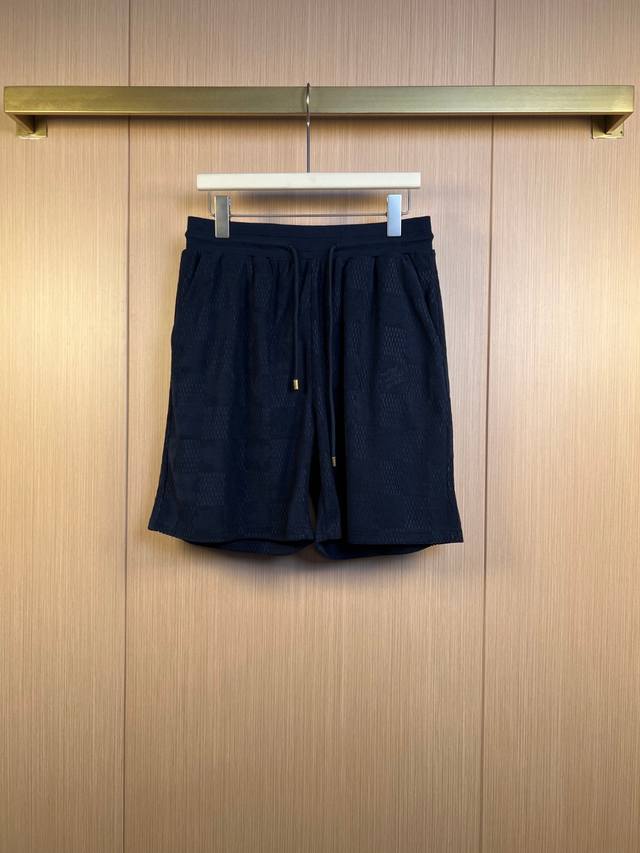 Lv 新款针织格纹提花刺绣字母 短裤五分裤 S-Xl
