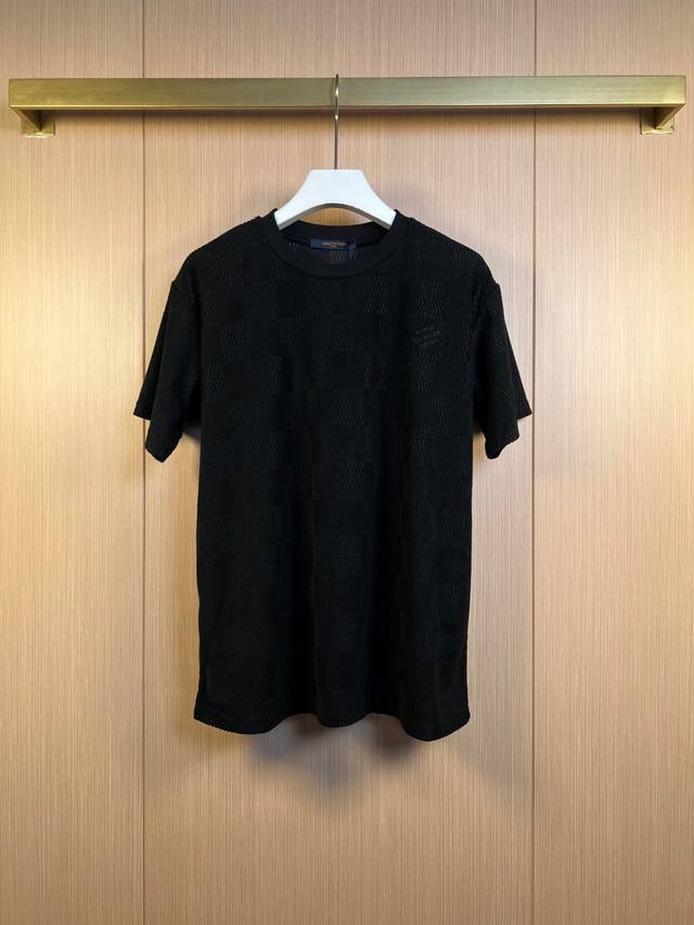 Lv 新款针织格纹提花刺绣字母短袖T恤针织衫 S-Xl