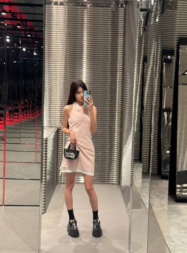 25Ssalexander Wang挂脖叠搭Polo连衣裙Smlp ：拼色