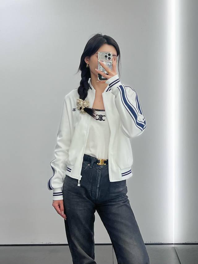 Celin* 25Fw早秋新款 条纹棒球领拉链休闲外套丨独家Yb开发！高版出品！门襟采用拉链设计 穿脱方便 提高耐穿实穿性 无论分开搭配或一套都完美！日常出街率