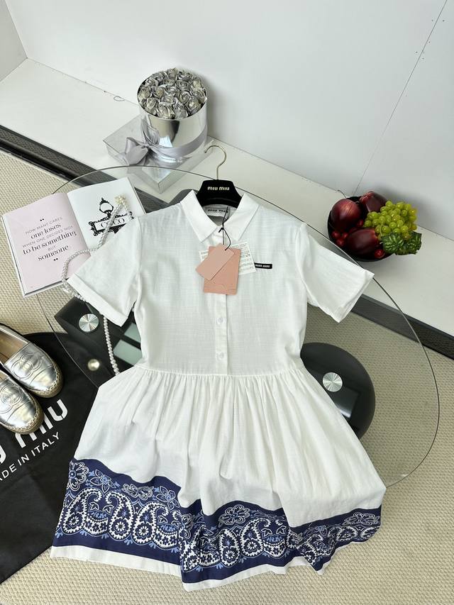 25早秋 缪缪翻领腰花短袖连衣裙 1 Size S M L