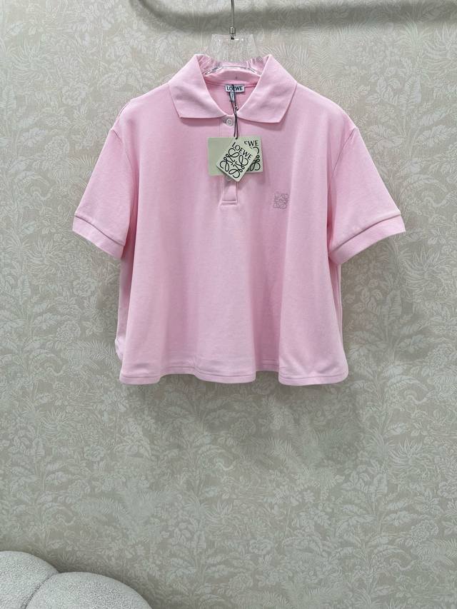 Loew*25新品绣标系列Polo宽松短上衣！清新夏日纯棉面料！气质减龄学院风软妹子百搭单品时髦又高级！强烈推荐自留款3D立体剪裁宽松版型上身巨显瘦，进口纯棉面
