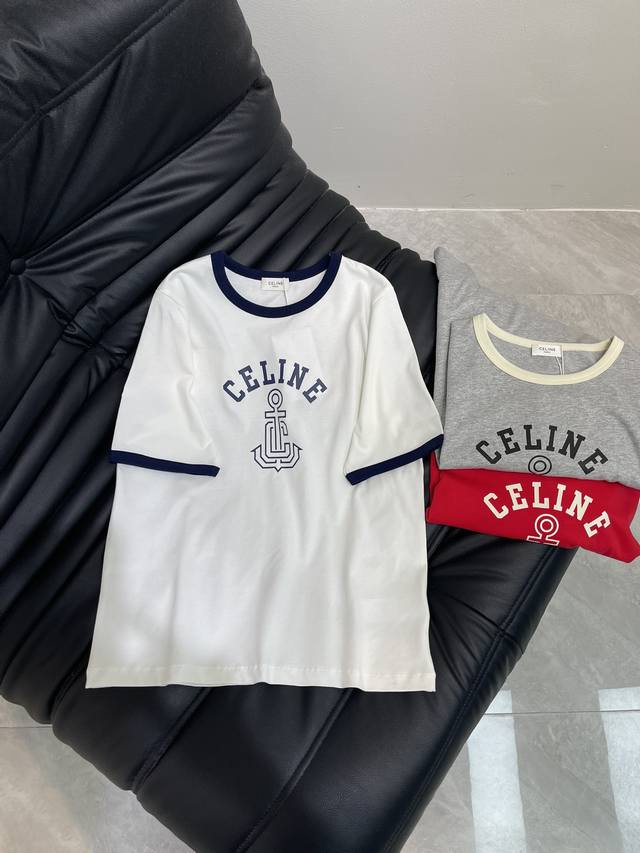 Celin*25春夏新品撞色印花短袖T恤 精致版型上身巨显瘦！ 定制最新字母印花 低调奢华！ 时髦精必备单品解锁所有穿搭！ 认准我家品质！经典单品时髦又高级 经