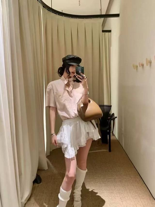 Lemaire 领结短袖衬衣 浅粉色系 老钱时髦风 高阶的都市女性主义 很高级 Sml