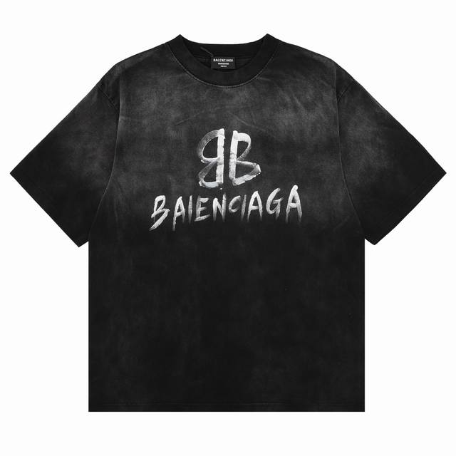 Balenciaga巴黎世家 水洗草写字母印花圆领T恤 Size：S-L