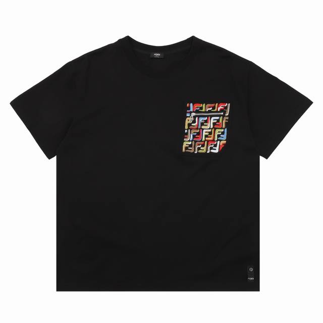 Fendi芬迪 Ff彩绣口袋拉链短袖T恤 Size：Xs-L