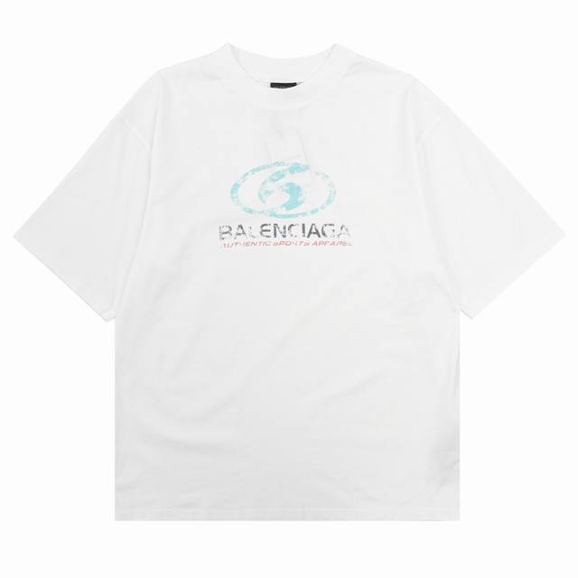 Balenciaga巴黎世家 冲浪磨烂拉裂印花圆领短袖 Size：S-L