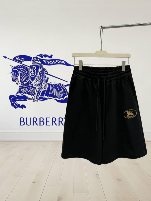 高品质] Burberry巴宝莉 品牌麦穗战马字母Logo刺绣工艺标识战马短裤休闲五分裤 实打实重磅400克毛圈面料，不缩水不变形质感拉满。大毛圈设计，松紧腰围