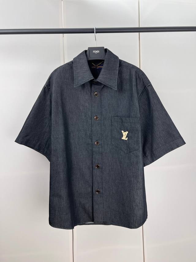 Lv路易Ropes绳索刺绣短袖牛仔衬衫 S M L Xl