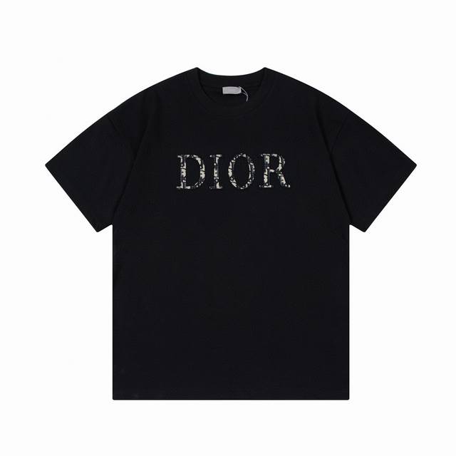 Dior 迪奥 高品质提花字母拼布刺绣 升级，灵感源自八十年代复古 原版面料 官方同款 短袖T恤 定制 310克 同缸染面料 手感非常舒服 春夏最新砖柜同步 时