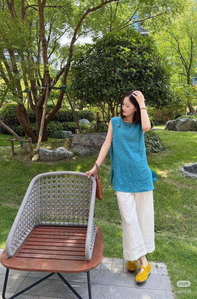 套装 高品质 重磅100%亚麻 四色九分裤套装 气质复古 女欧货夏季新款时尚休闲减龄 又酷又飒 四色九分裤套装 Smlxl