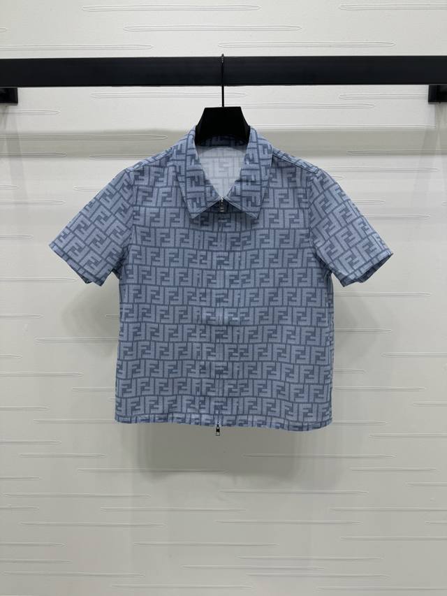 上新原单高端品质 Fend* 2025春夏最新系列！老花休闲衬衣！夏季首选 定制Yb进口斜纹绸材质 贴肤滑爽舒适 质感拉满 通体老花双F图案 整体复古洋气 摩登