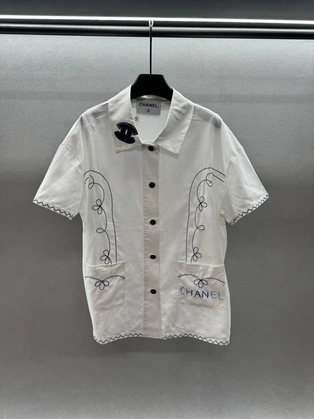2680 Spring And Summer ！小香中古刺绣棉麻衬衫， 定制面料，质感有型， 独特刺绣工艺，简约时尚又大气！ 三码！