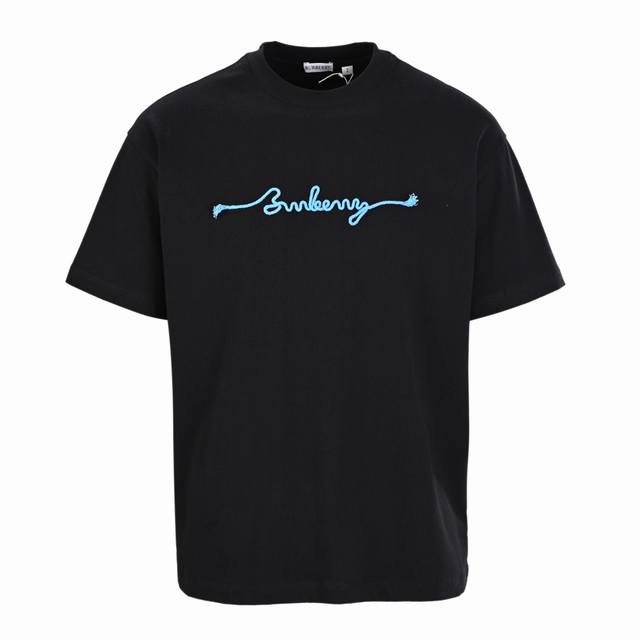 高版本 Burberry巴宝莉Bbr 绳字绣花短袖T恤 原版购入4500购入，面料采用210G全棉磨毛面料制成，定制绣花粗绳。粗绳 0码起订量，染色还原原版。颜
