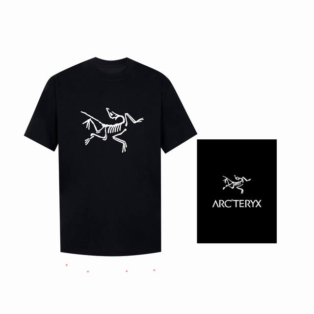 Ayc Teryx 始祖鸟] Fw短袖T恤 小鸟字母Logo印花短袖 高端32S双纱280克面料 重磅面料 定制拉架罗纹同缸同染 三标齐全 男女同款 颜色：黑色