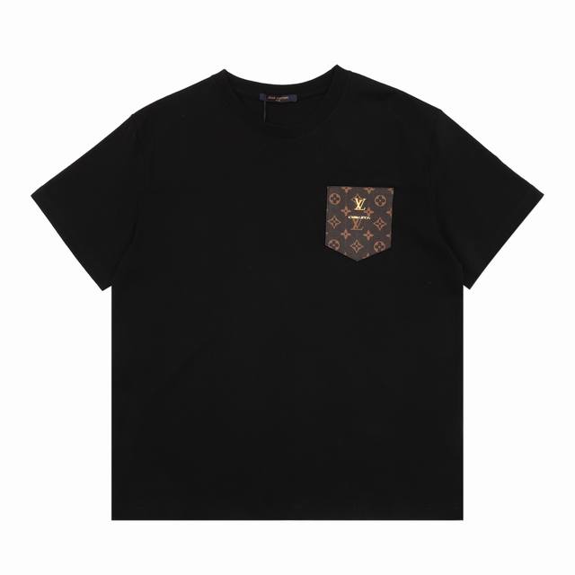 Louis Vuitton 路易威登 口袋皮标老花情侣款短袖T恤 Size：S-L