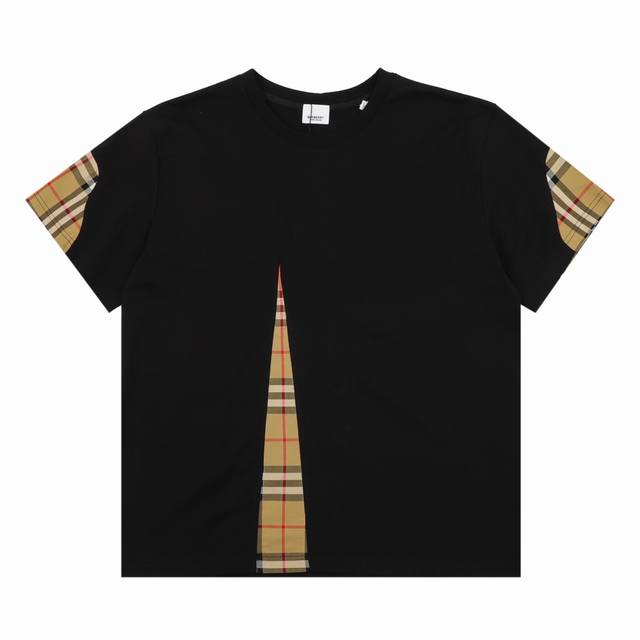 Burberry 巴宝莉 格纹拼接短袖T恤 Size：S-L
