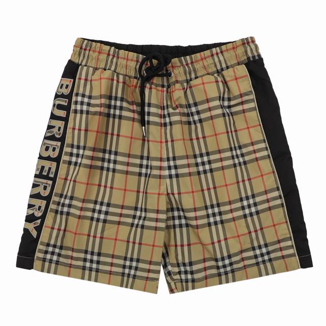 Burberry 巴宝莉 侧边字母格纹沙滩短裤 Size：Xs-L
