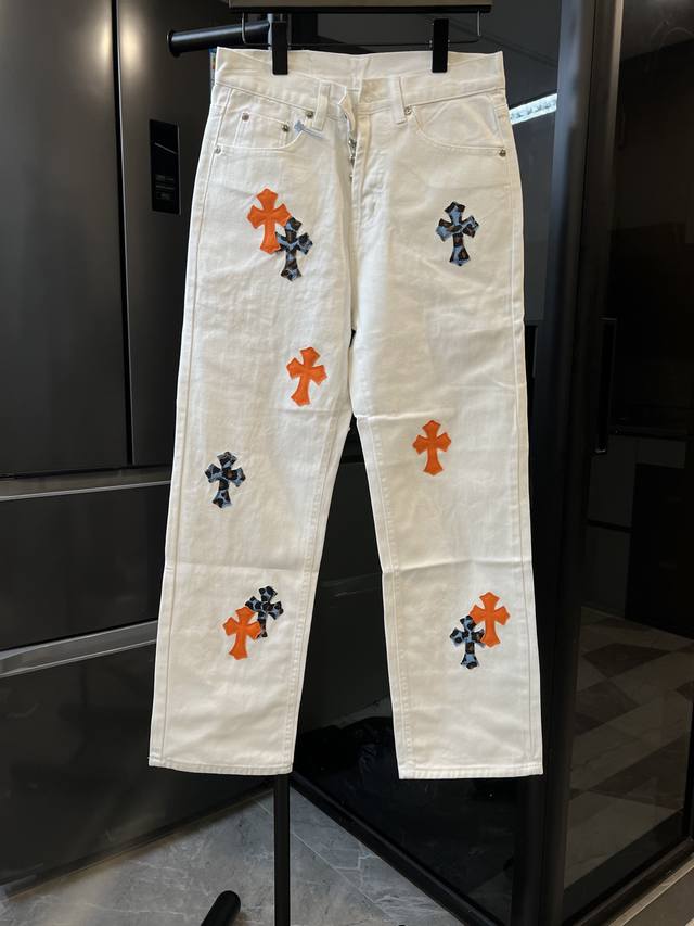 隔天 Chrome Hearts 克罗心 25Fw Ch限定白拼蓝豹纹十字拼皮牛仔裤 白 Size：28 30 32 34 S-Xl对应 详细尺码可查图9
