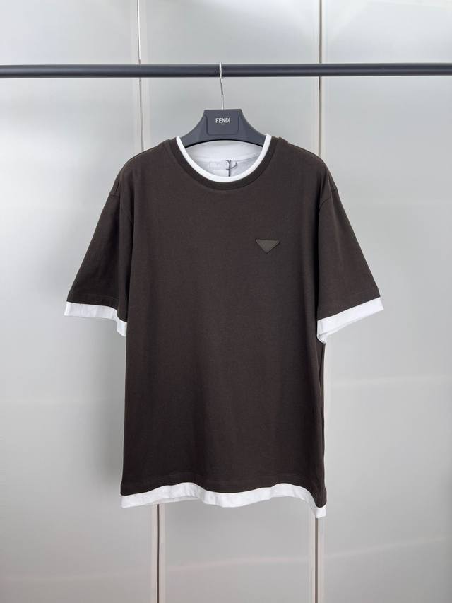 Prada普拉达三角标撞色短袖 S M L Xl