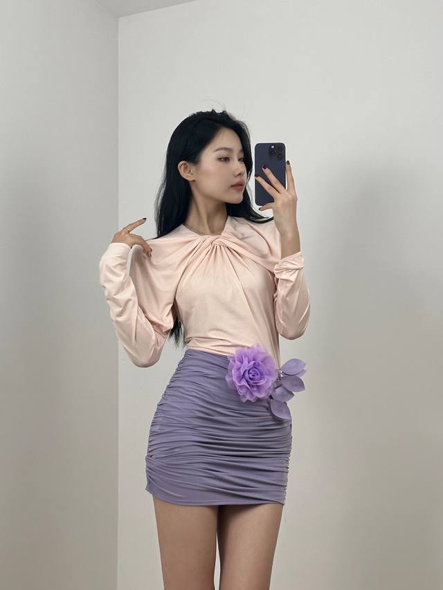 Magda 染色拼接连衣裙！面料定染 定制手工花 Sml