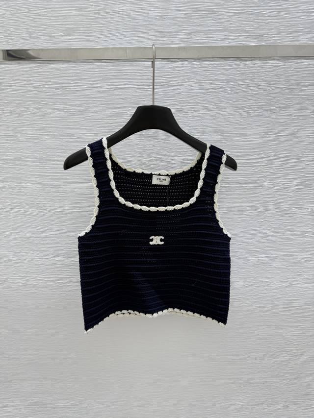 Ce家 夏季新款 圆领针织背心 颜色：宝蓝色 尺码：36.38.40