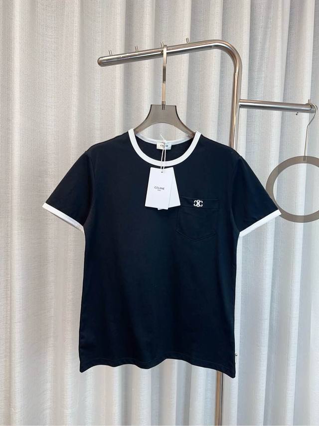 Celi**新款撞色刺绣徽标Logot-Shirt 定制纯棉面料 柔软舒适 采用刺绣徽标Logo点缀 减龄活力 女生必备单品 最高品质 欢迎对比 白色 黑色 S