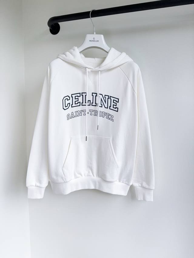 Celi25早秋新款定制高级撞色刺绣字母连帽抽绳卫衣出货立体刺绣字母徽标图案 落肩宽松版型超拉风进口纯棉卫衣面料质感超赞！定制刻字金属吊钟五金时髦又高级 强烈推
