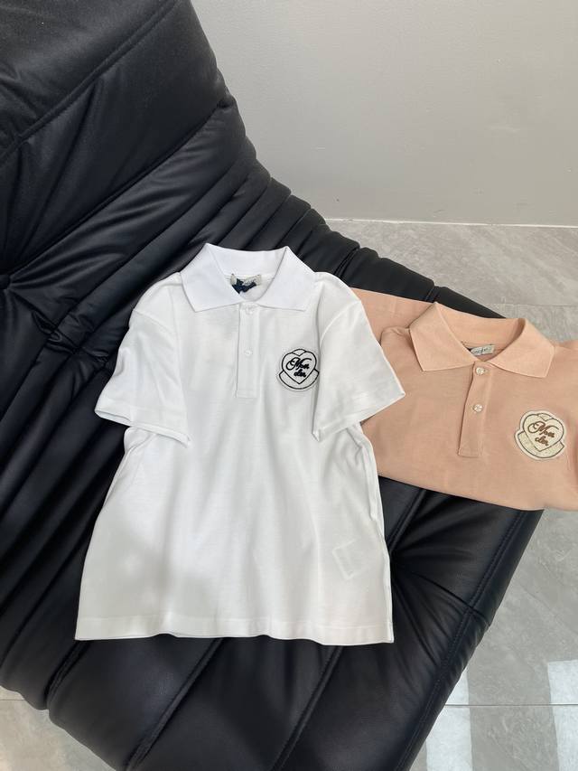 Mon*25新品Polo刺绣短袖T恤 精致常规版型上身显瘦！低调奢华！ 时髦精必备单品解锁所有穿搭！ Sml 白粉 Aa