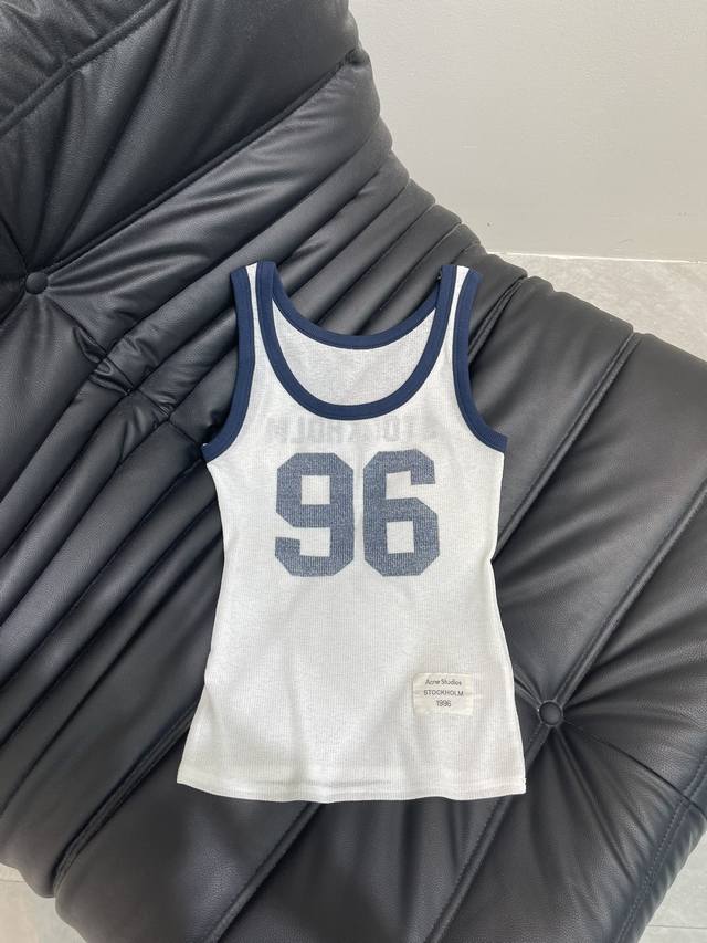 Acnestudios 2025 夏季新款 96号印花修身背心 反底面印花设计 下摆小标Logo点缀 修身减龄 下半身搭配牛仔裤超级休闲 码数：Sml Aa