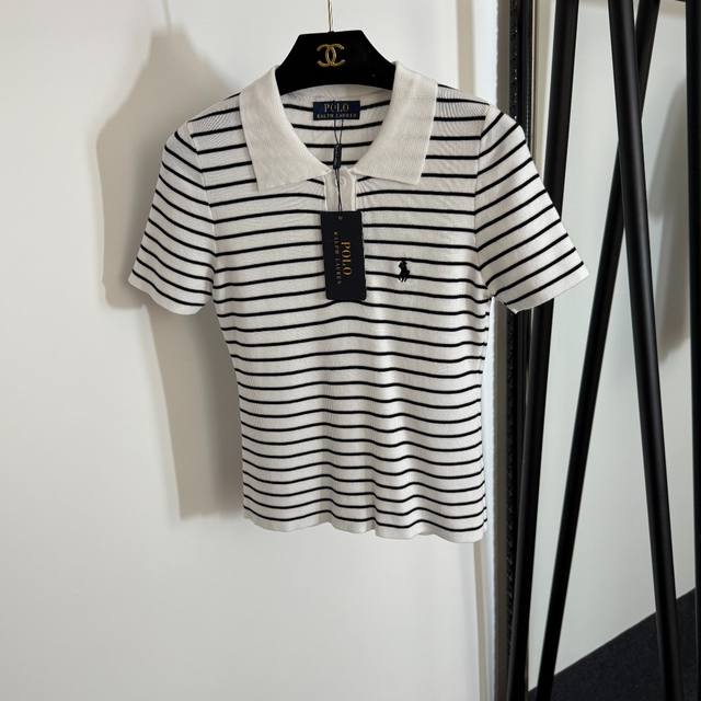 款号20253872 Polo Ralph Lauren拉夫.劳伦新款 马球刺绣短袖Polo领条纹针织衫 上衣，白色，蓝色，红色，黄色，黑色， 均码；胸围74，