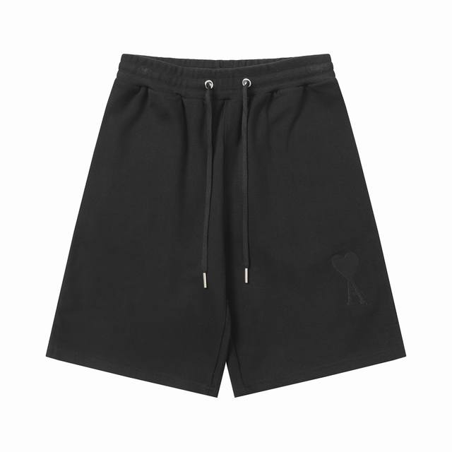 款号：522 Ami春夏短裤系列~ 重磅厚实高克重 纯棉380克重毛圈 细节到位 质量过关 支持对比 S-Xl 四个码数 颜色：黑色
