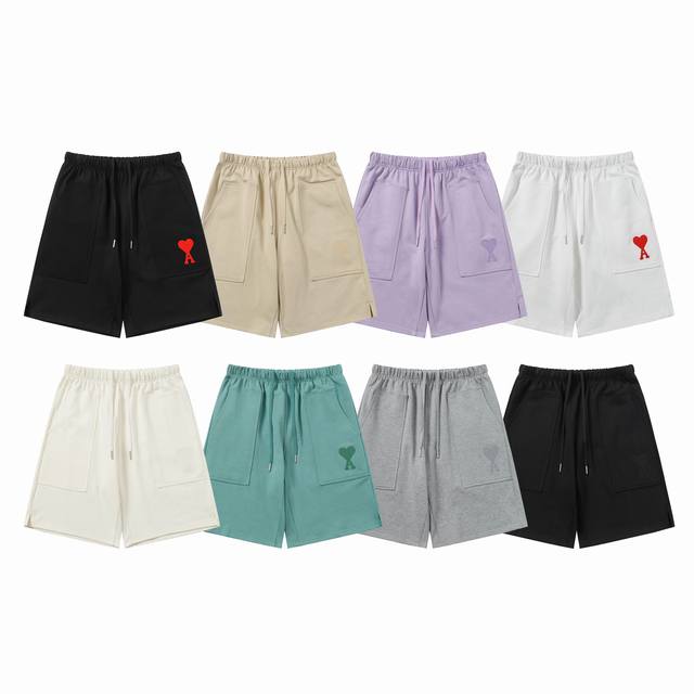 款号：521 Ami春夏短裤系列~ 重磅厚实高克重 纯棉380克重毛圈 细节到位 质量过关 支持对比 S-Xl 四个码数 85-200斤可穿 颜色：白红，黑红，