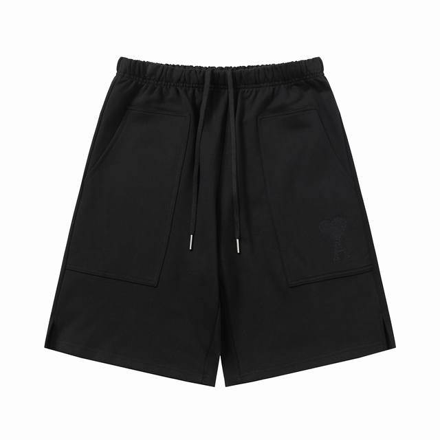 款号：521 Ami春夏短裤系列~ 重磅厚实高克重 纯棉380克重毛圈 细节到位 质量过关 支持对比 S-Xl 四个码数 85-200斤可穿 颜色：黑黑