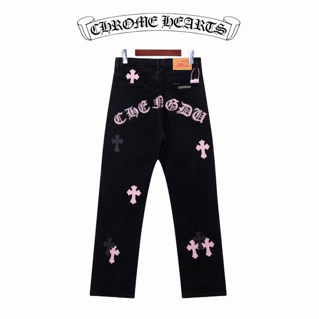 款号：D207 Chrome Hearts克罗心牛仔裤 颜色：黑拼粉 Size：S M L Xl 对应尺码28 30 32 34 详细尺码可查图9
