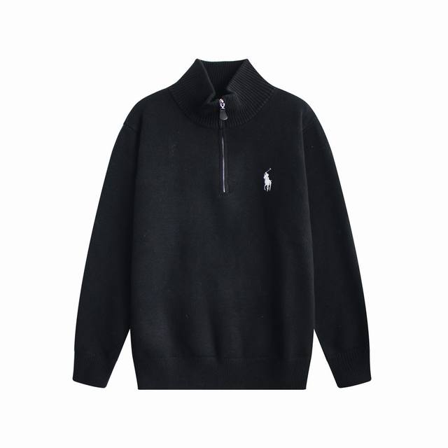 款号：D169 Ralph Lauren 拉夫劳伦经典战马小标刺绣Logo保罗Polo高领套头半拉链针织毛衣 胸口高密度Logo刺绣，吊牌辅料原版定制。采用纯棉