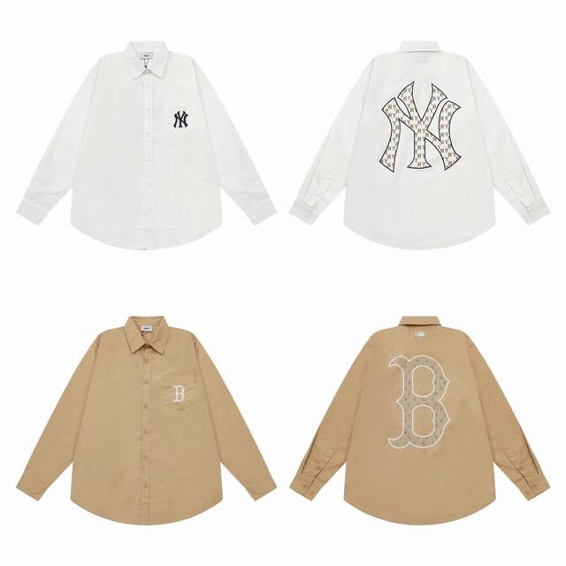 款号C01， Mlb纽约洋基队后背大Logo满印衬衫 最高版本 解锁气场专属 黑的彻底Os老花系列 雅痞拽拽的风格 真的很好看心心念念好久 很百搭 最近天气很热