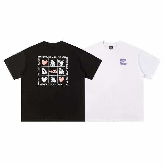 203#The North Face北面高品质短袖，260克双纱面料，现货可报，宽松版型，最大穿到220斤都行，码数Mlxlxxl，颜色：白色，黑色
