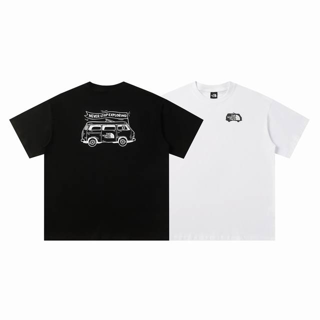 206#The North Face北面高品质短袖，260克双纱面料，现货可报，宽松版型，最大穿到220斤都行，码数Mlxlxxl，颜色：白色，黑色