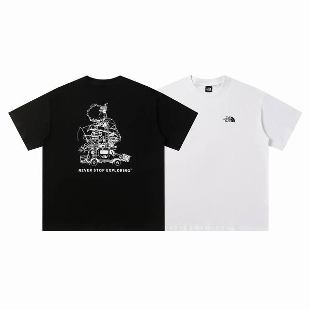 226# The North Face北面高品质短袖，260克双纱面料，现货可报，宽松版型，最大穿到220斤都行，码数Mlxlxxl，颜色：白色，黑色