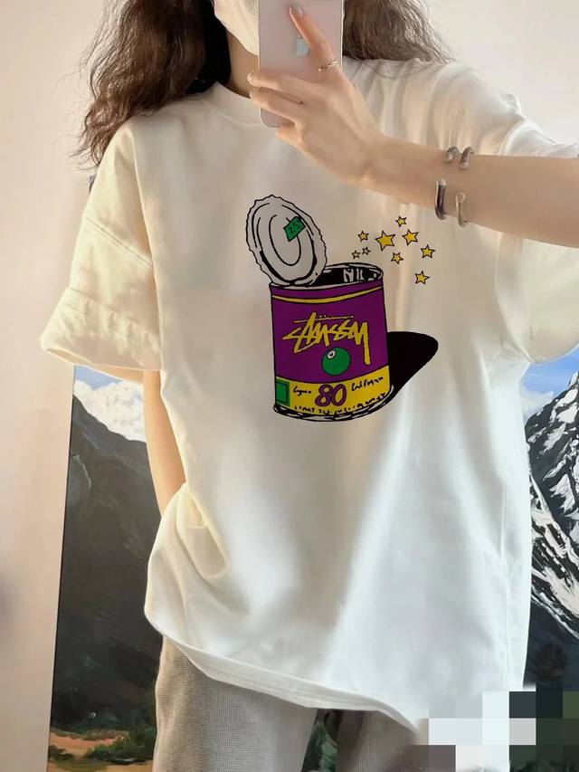1177款斯图西Stusdy印花短袖T恤，男女同款 码数Mlxlxxl 黑色白色