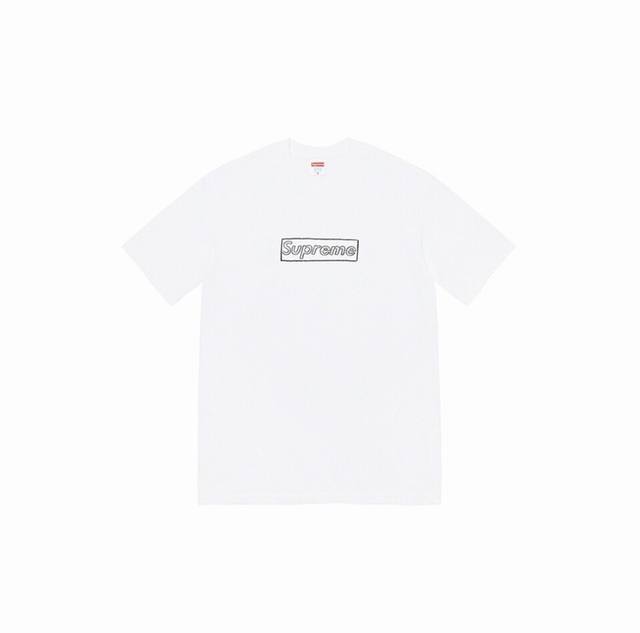 839款Supreme Week 18 X Kaws 联名款 Chalk Logo Tee 粉笔字母 Box 纯色Logo印花圆领短袖T恤 男女同款 码数Sml